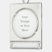 Customizable Your Design or Text Here Personalized Verzilverd Banner Ornament (Links)