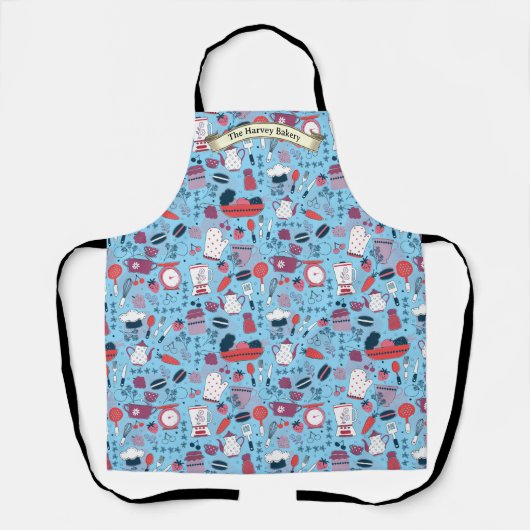 Customize Bakery Shop Kitchen Utensils Pattern  Schort (Voorkant)