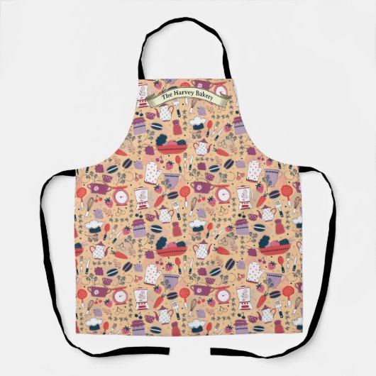 Customize Bakery Shop Kitchen Utensils Pattern Schort (Voorkant)