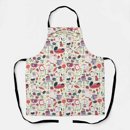 Customize Bakery Shop Kitchen Utensils Pattern  Schort (Voorkant)