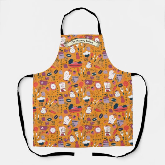 Customize Bakery Shop Kitchen Utensils Pattern  Schort (Voorkant)