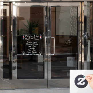 Customize Barber Shop Weekly Open Hours Raamsticker