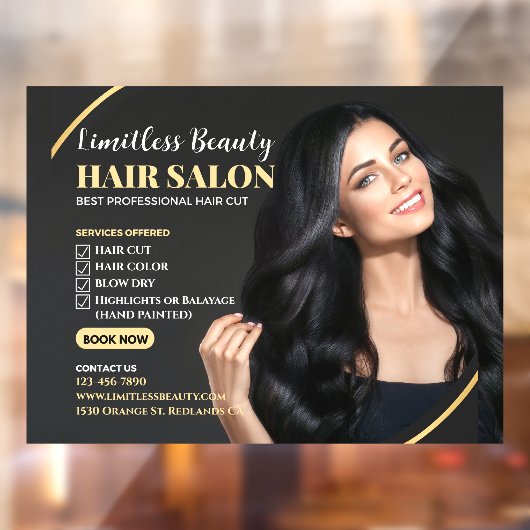 Customize Beauty Kapsalon Bruine Model Winkel Raamsticker (Vel 2)