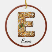 Customize Christmas Gingerbread Letter E Monogram Keramisch Ornament (Voorkant)