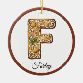 Customize Christmas Gingerbread Letter F Monogram Keramisch Ornament (Voorkant)
