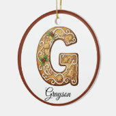 Customize Christmas Gingerbread Letter G Monogram Keramisch Ornament (Links)