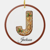 Customize Christmas Gingerbread Letter J Monogram Keramisch Ornament (Achterkant)