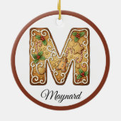 Customize Christmas Gingerbread Letter M Monogram Keramisch Ornament (Achterkant)