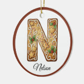 Customize Christmas Gingerbread Letter N Monogram Keramisch Ornament (Links)