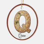 Customize Christmas Gingerbread Letter Q Monogram Keramisch Ornament (Links)