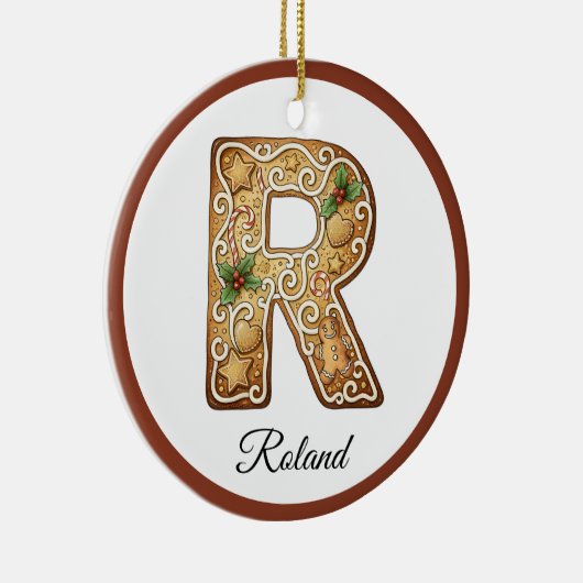 Customize Christmas Gingerbread Letter R Monogram Keramisch Ornament (Rechts)
