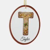 Customize Christmas Gingerbread Letter T Monogram Keramisch Ornament (Rechts)