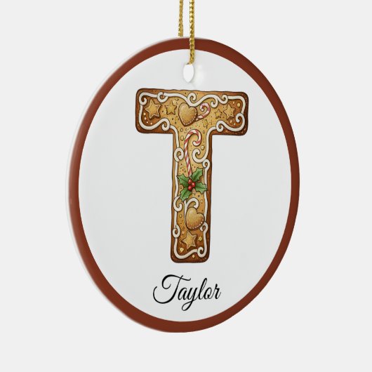 Customize Christmas Gingerbread Letter T Monogram Keramisch Ornament (Rechts)