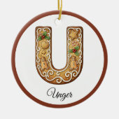 Customize Christmas Gingerbread Letter U Monogram Keramisch Ornament (Voorkant)