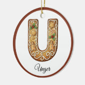 Customize Christmas Gingerbread Letter U Monogram Keramisch Ornament (Links)