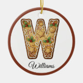 Customize Christmas Gingerbread Letter W Monogram Keramisch Ornament (Voorkant)