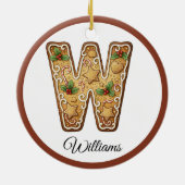 Customize Christmas Gingerbread Letter W Monogram Keramisch Ornament (Achterkant)