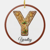 Customize Christmas Gingerbread Letter Y Monogram Keramisch Ornament (Achterkant)