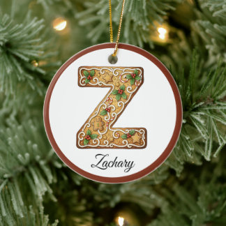 Customize Christmas Gingerbread Letter Z Monogram Keramisch Ornament