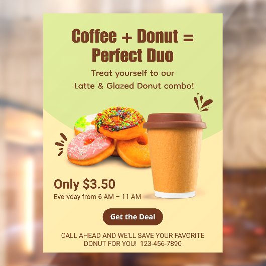 Customize Coffee And Donuts The Perfect Duo Raamsticker (Vel 2)