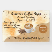 Customize Coffee Shop Grand Opening Special Day  Spandoek (Horizontaal)