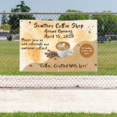 Customize Coffee Shop Grand Opening Special Day  Spandoek (Insitu)