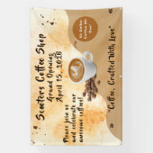 Customize Coffee Shop Grand Opening Special Day  Spandoek (Verticaal)