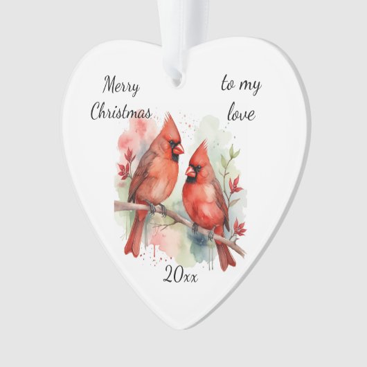 Customize Dated Cardinal to my Love Ornament (voorkant)