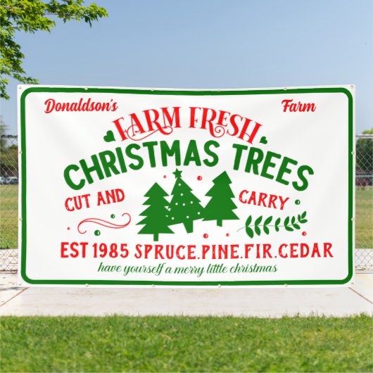 Customize Farm Fresh Christmas Trees For Sale Spandoek (Buitenkant)