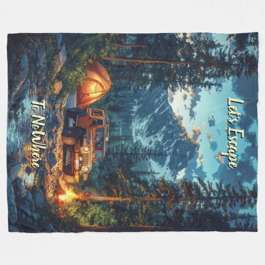 Customize Four Wheel Drive Let's Escape To NoWhere Fleece Deken (Voorkant (Horizontaal))