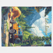 Customize Four Wheel Drive Let's Escape To NoWhere Fleece Deken (Voorkant (Horizontaal))