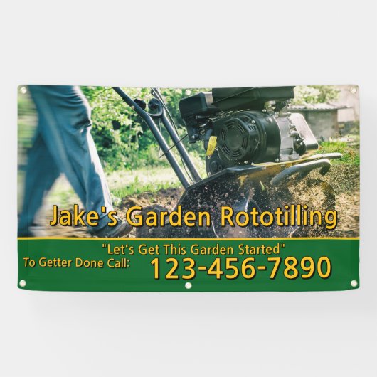 Customize Garden Rototilling Service Business  Spandoek (Horizontaal)