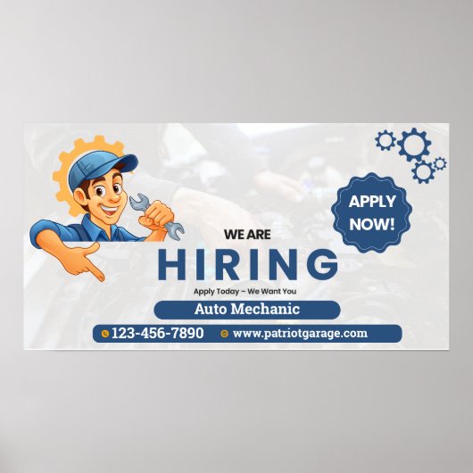 Customize Generic Now Hiring Auto Mechanic Poster (Voorkant)