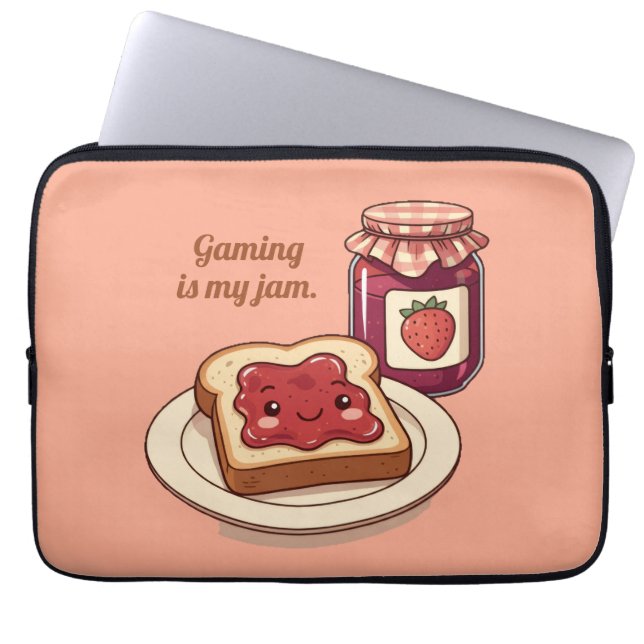 [Customize] is my jam - cute jam and toast cartoon Laptop Sleeve (Voorkant)