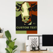 CUSTOMIZE IT Camo Pop Art Cow Poster (Thuiskantoor)