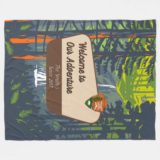 Customize Marymere Falls Family Camping Adventure Fleece Deken (Voorkant (Horizontaal))