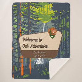 Customize Marymere Falls Family Camping Adventure Sherpa Deken