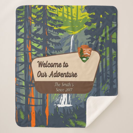 Customize Marymere Falls Family Camping Adventure Sherpa Deken (Voorkant)