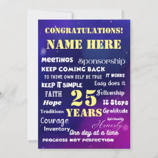 Customize Name/Milestone Recovery Words & Slogans Feestdagenkaart