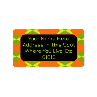 Customize Orange with Green Diamond Pattern Etiket