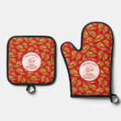 Customize Pizza Restaurant Detailed Pizza Chef Ovenwant & Pannenlap Set (Voorkant)