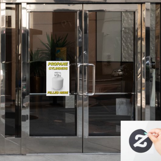 Customize Shop Logo Propane Cylinders Filled Here Raamsticker (Kantoordeur)