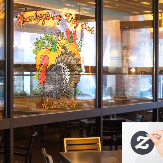 Customize Thanksgiving Day Sale Fall Harvest  Raamsticker (Restaurant Raam)