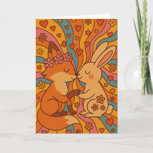 Customize the Inside Fox & Rabbit Valentine's Day Kaart (Voorkant)