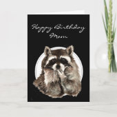 Customize with Name Funny Birthday Cute Raccoon Kaart (Voorkant)