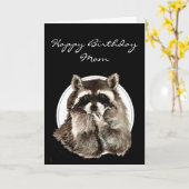 Customize with Name Funny Birthday Cute Raccoon Kaart (Gele Bloem)
