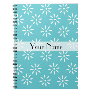 Customizeable Teal et carnet de fleur blanche