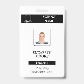 Customized black ID badge for teachers