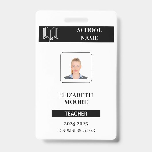 Customized black ID badge for teachers (Voorzijde)