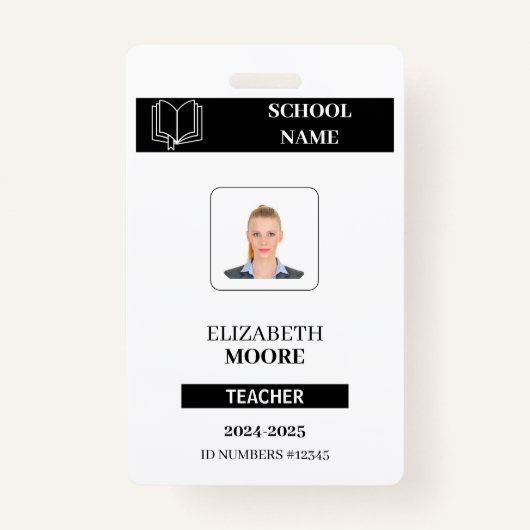 Customized black ID badge for teachers (Devant)
